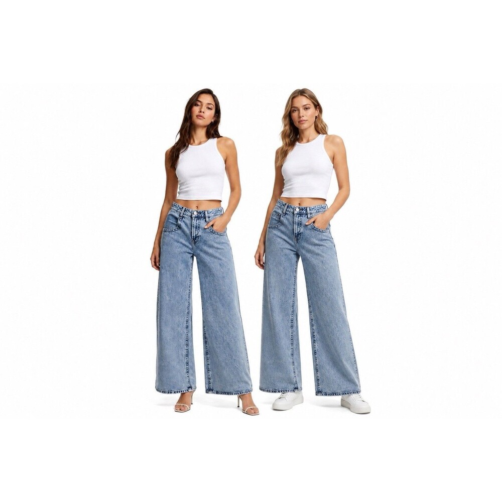 Just Black Denim Super Wide Leg Jeans 24 NWOT Acid Wash High Rise BP432N